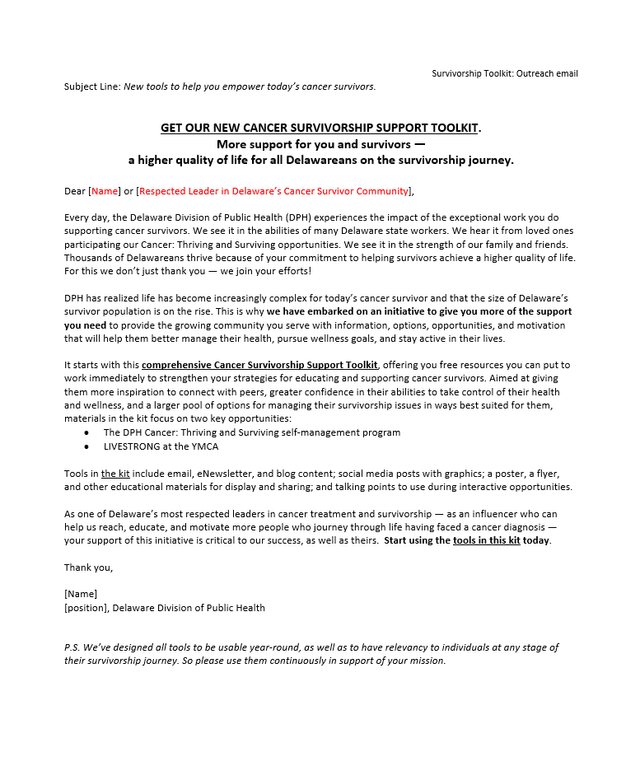 Cancer Survivorship Outreach (YMCA)