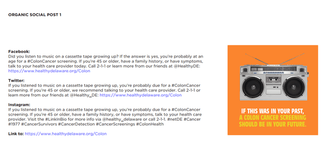 Colon Cancer Organic Social Post Boom Box