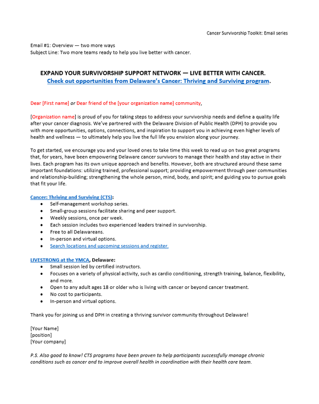 Cancer Survivorship Outreach - Partnership (YMCA)
